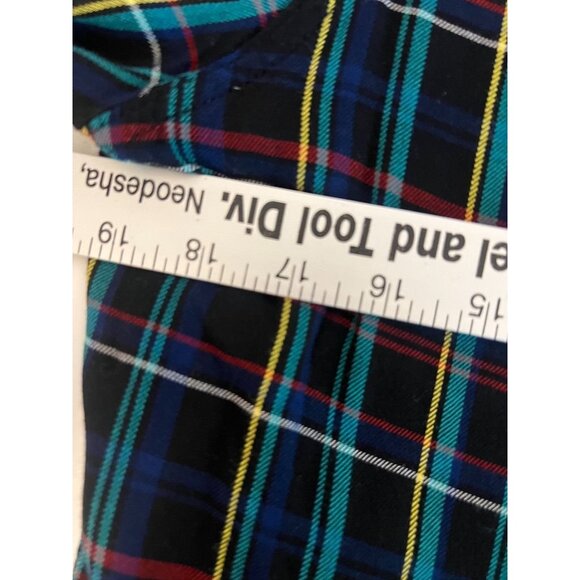 Plaid Long Sleeve Button-Up Womens Shirt Large rayon Soft Roll up sleeve - Picture 6 of 8